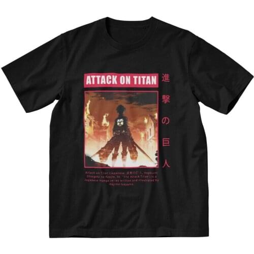 Manga Shingeki No Kyojin Tshirt Men Harajuku Tees Top 100% Cotton T Shirt Short Sleeve Attack On Titan T-shirts Gift Idea Merch