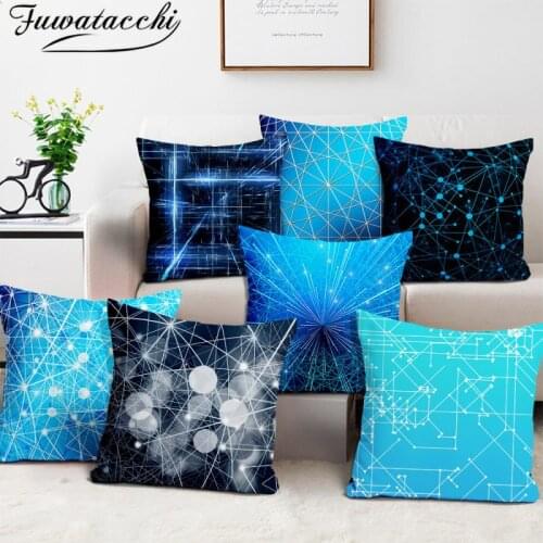 Fuwatacchi Geometric Pattern Cushion Cover Shiny Green Pillow Cover for Home Sofa Seat Car Decore Decoration Pillowcases 45x45cm