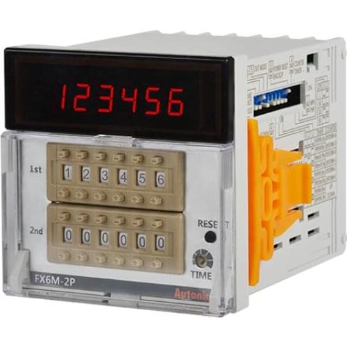 FX6M-2P4 Counter & Timer, W72 x 72mm, 6 digit, LED, 2 Preset, 2 Relay Output, 100 -240VAC