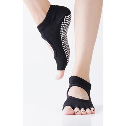 10 Solid Colors Five Toe Cotton Yoga Socks Backless Non Slip Quick Dry Pilates Sock For Women Gym Dance Yoga Ballet Slippers