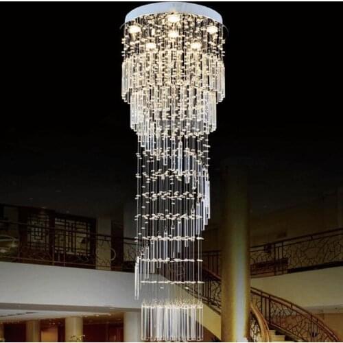 K9 Crystal Chandelier Modern Flush Mount Crystal Light Spiral Ladder Luxury Crystal Hanging Fixtures Crystal Chandelier