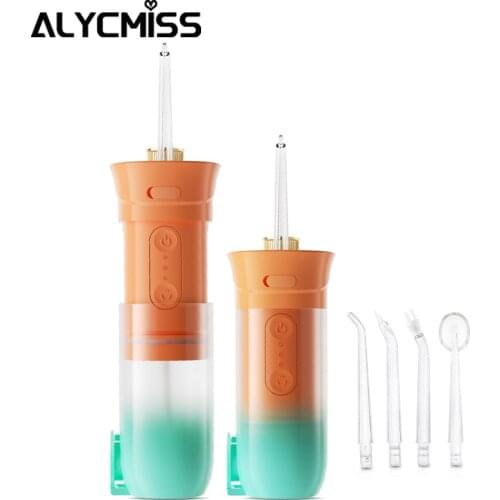 Oral Irrigator Water Flosser USB Rechargeable Portable Dental Water Jet Teeth Cleaner 4 Nozzles 200mL Water Tank Telescopic