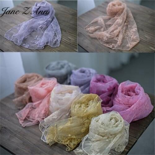 Jane Z Ann Beautiful Newborn Children Photography floral Transparent Yarn Photo Level Rugs Cloth Props 80x180CM