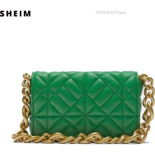 Sheins Za Bag 2021 Original Brand Women Clutch Hand Shoulder Bags Metal Thick Chain Quilted Designer Purses Handbag Ladies