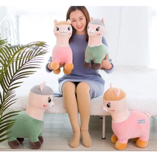 Lovely 46/60cm Pink Alpaca Llama Plush Toy Doll Cute Stuffed Animal Dolls Japanese Soft Plush Alpacasso For Kids Birthday Gifts