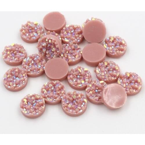 Fashion 40pcs 8mm 10mm 12mm Light peach ab Color Natural ore Style Flat back Resin Cabochons For Bracelet Earrings accessories
