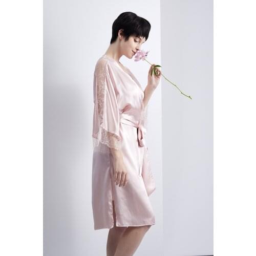 DISANGNI 100% mulberry silk long sleeve nightgown