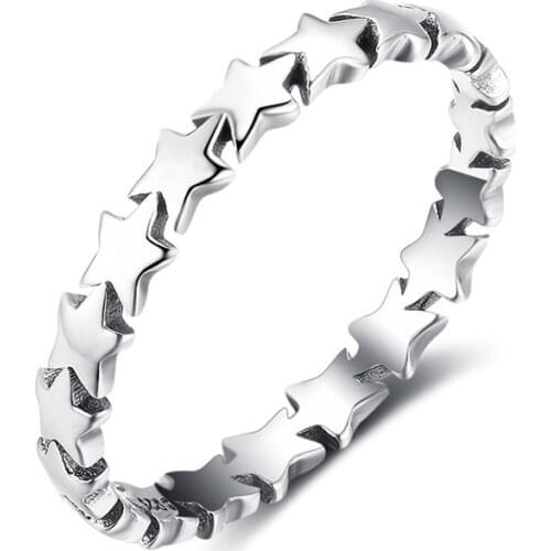 Pandach New Arrival 100% Real 925 Sterling Silver Pentagram Rings For Women Lucky Fashion Jewelry Making Party Gift CMR953