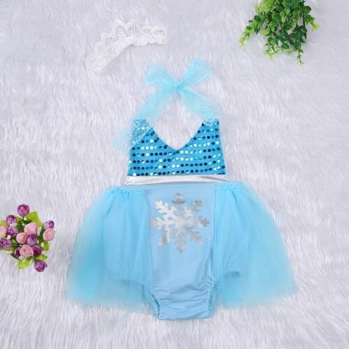 Newborn Baby Girls Bodysuit Dress Sleeveless Mesh Romper with Bow Hair Ornament Sequins Princess Dress for Baby Girls