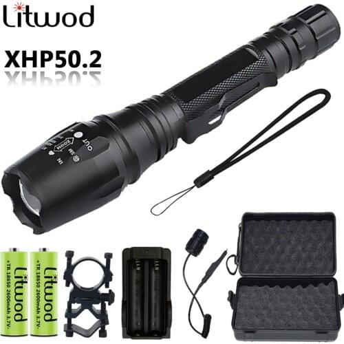 Hunting Flashlight Led Bicycle Light Torch Litwod 2* 18650 Battery Shock Resistant,Self Defense Bulbs Zoom Xhp50 / Xm-l2 U3 z30