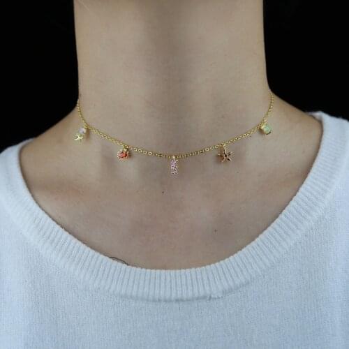 Wholesale Cute Colorful Sea Shell Charms Ocean Pendants Starfish Choker Necklace DIY Handmade Accessories Jewelry