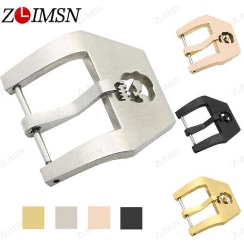 ZLIMSN Stainless Steel Watch Buckle Silver Gold Black Skull Buckles Watchbands Band Strap Clasp Screw-In Clasp 20 22 24 26mm K55