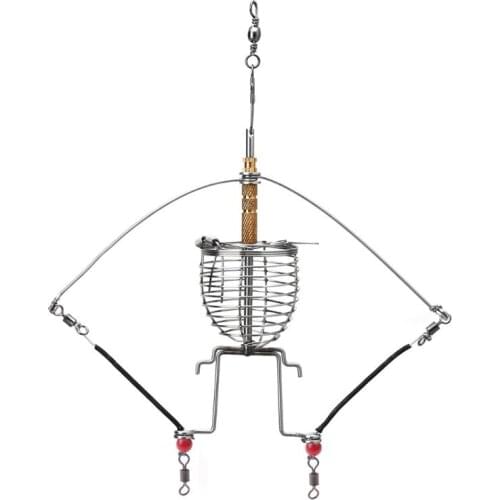 Fishing Feeder Automatic Tackle Multi Functional Launcher Trap Spring Cage Hook U2JB