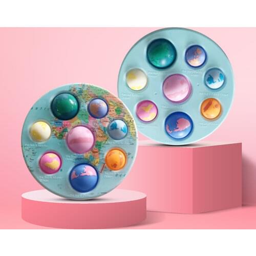 Silicone Earth Push Bubble Fingertip Toys Anti-Stress Set Stress Reliever Squeeze Crafts Adults Kids Sensory Decompression Toys
