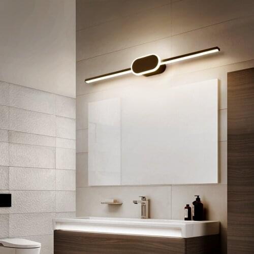 Modern Led Wall Mirror Light for the Bathroom Bedroom L40cm 60cm White Black Acrylic Waterproof Wall Mounted Lamp in Restroom