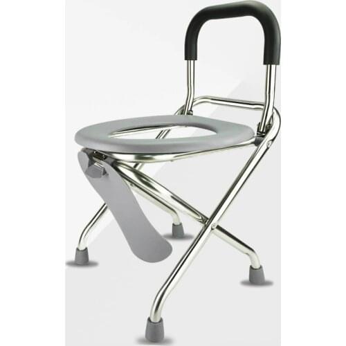 Household Old People Commode Chair with Backrest Stainless Steel Stable Patients Potty Chair Foldable Safe Pregnant Woman Stool