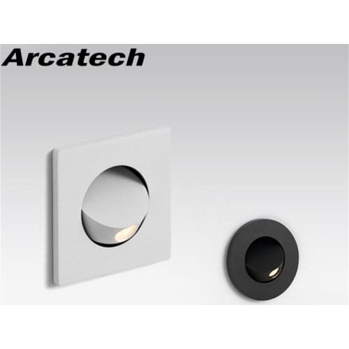 3W LED Indoor Wall Lamp Embedded Reading Bedside Lamp Hidden Foot 360 Degree Rotating Aisle Corner Wall Light Decorative Sconce