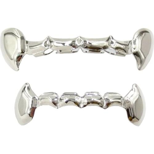 Teeth Grills Hip Hop Tooth Cap Top & Bottom Grillz Mouth Vampire Fang Body Jewelry Cosplay