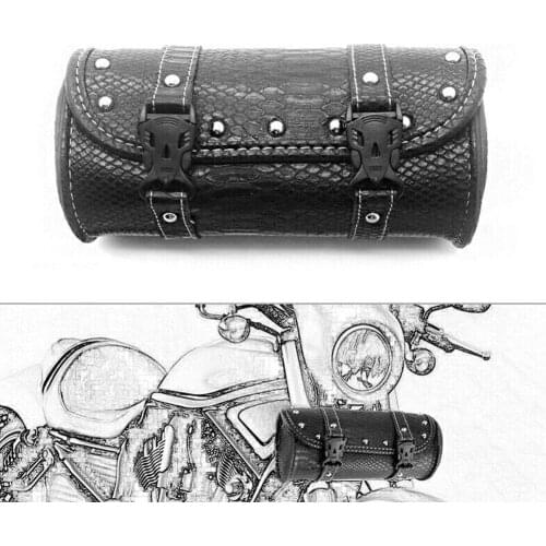 Vintage Black Motorcycle Saddle Bags PU Leather Motorbike Side Tool Storage Tail Bag Luggage Universal Motorcycle Fork Bags