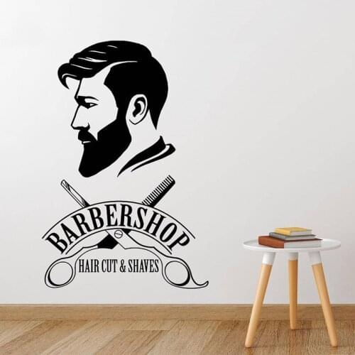 YOYOYU Barber Shop Hair Salon Window Man Sign Logo Decal Remove Wall Art Sticker Room Decoration Art Poster ZX519