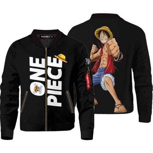 One Piece Luffy Bomber Jacket Harajuku Streetwear Roronoa Zoro 3D Casual Flight Jacket Anime Cosplay Thin Stand Collar Coat