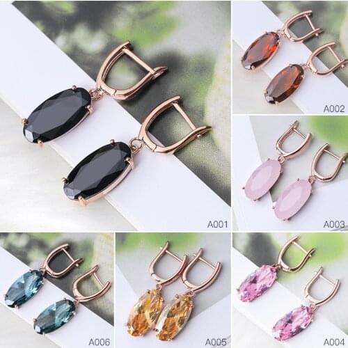 SHUANGR Colorful Crystal Earrings For Women Girls CZ Elegant Waterdrops Hoop Earrings Statement Fashion Jewelry pendientes