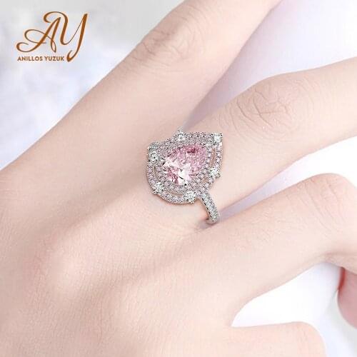 Anillos Yuzuk Sparkling 3CT Warter Drop High Carbon Diamond Finger Rings For Women Solid 925 Sterling Silver Party Fine Jewelry