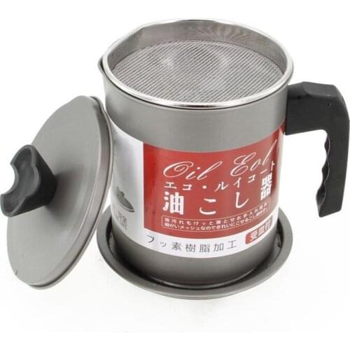 1.4L Stainless Steel Lard Tank Oil Filter Kitchen Oil Storage Tank Household Oil Bottle With Lid Separator Storage Tank