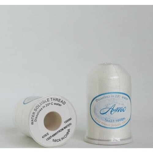 1pcs 1000m long Raw White Water soluble sewing thread 20C Wash Away Vanish Extra Quilting Basting THread 40S/2
