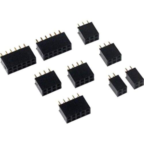 10pcs 2.54mm Double Row Pin Female Socket 2-40P Pin Socket Connector 2x2/3/4/5/6/7/8/9/10/12/14/16/18/20/25/30/40Pin