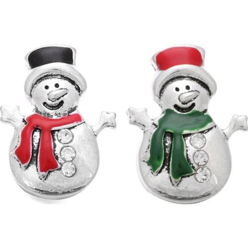10pcs/lot New Christmas Snap Jewelry Gift Snowman Snap Button Fit 18mm Metal Snap Button Jewelry Watches Women Jewelry Bracelet