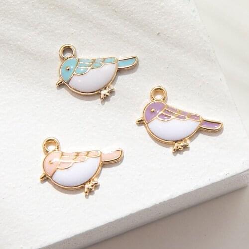 10Pcs Enamel Gold Color Birds Charm Pendant for Jewerly DIY Making Bracelet Women Necklace Earrings Accessories Findings Craft