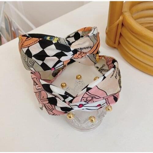 2021 New Print Cross Head Band Women Striped Hairband Trendy Colors Blocking Hair Headband Adults Outdoor Headwear Hair Hoop