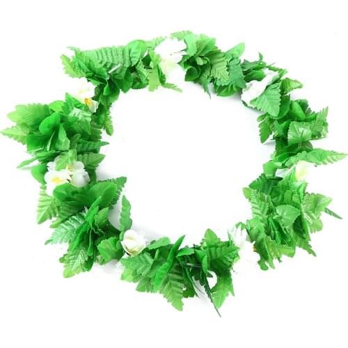 4pcs Hawaiian Flower Garland Set Lei Luau Hula Fancy Dress Beach Part Flower Garland Necklace Headband Bracelet Wristband