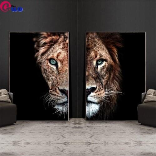 5D Diy Diamond Painting African Wild Lion Color Animal Round Diamond Embroidery Mosaic Home Decoration Pattern DIY Handmade Gift