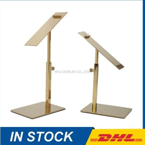 Free Shipping Table Metal Polished Gold Shoe Display Stand Wholesale Shoe Riser Stand Rack
