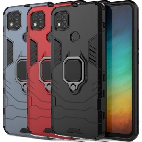 For Xiaomi Redmi 9C 9A Case Armor With Finger Ring kickstand Anti-Fall Protection Back Cover For Redmi 9 C 9 A Note 9 Phone Case