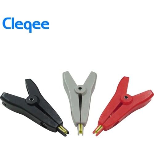 Cleqee 3pcs P2005 50mm 10A Alligator Kelvin Clamps Copper Gold Plated Crocodile Clips