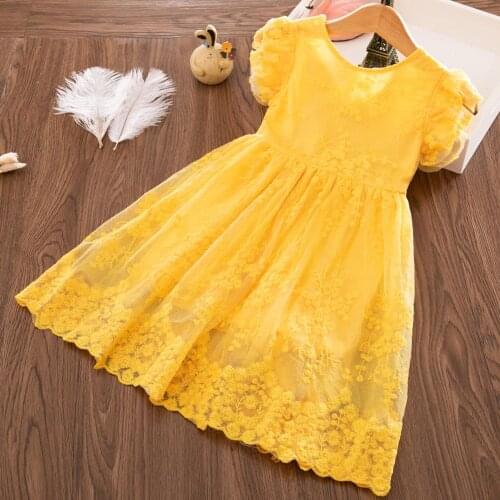 Children Kids Lace Princess Dress Summer Baby Dress Girl Dresses Toddler Girl Clothes Fly Sleeve Bow Flower Party Dress