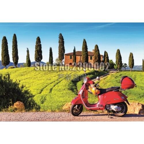 Diy Diamond Painting Full Square,Cross Stitch Diamond Mosaic Scooter In Toscana Landscape Motorcycle Italy Paintings Home Decor