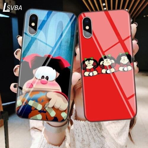 For iPhone 12 11 Pro Max mini Cover Coque Mafalda cartoon for iPhone Max XR X 8 7 6 Plus 6S 5S SE Bright Phone Case