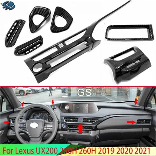 For Lexus UX200 250H 260H 2019 2020 Carbon Fiber Style Air Vent Outlet Cover Dashboard Trim Bezel Frame Molding Garnish