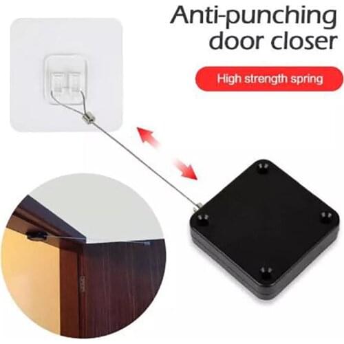 1 Set Black/White Door Closer Punch-Free Automatic Door Closers For Drawers Rawstring Bracket Door Automatic Closer 500G Pull