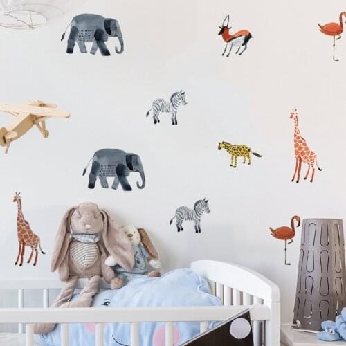 Hot Cartoon Animals Small Trees Kids Room Wall Stickers Children Baby Room Decor Classroom Nursery Kindergarten Stickers