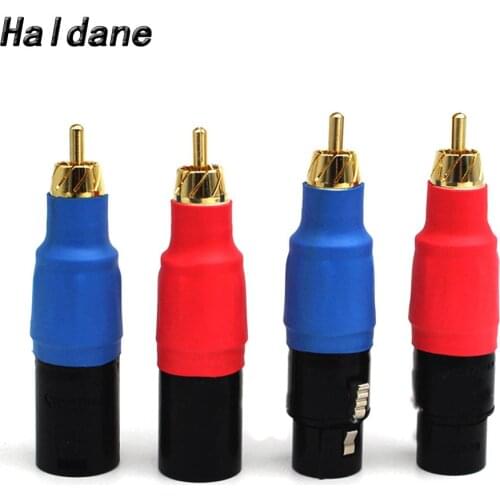 Haldane Pair HiFi 3pin XLR Balanced Male to RCA plug Socket Adapter Gold Balanced Plug XLR Female to RCA Plug Connector