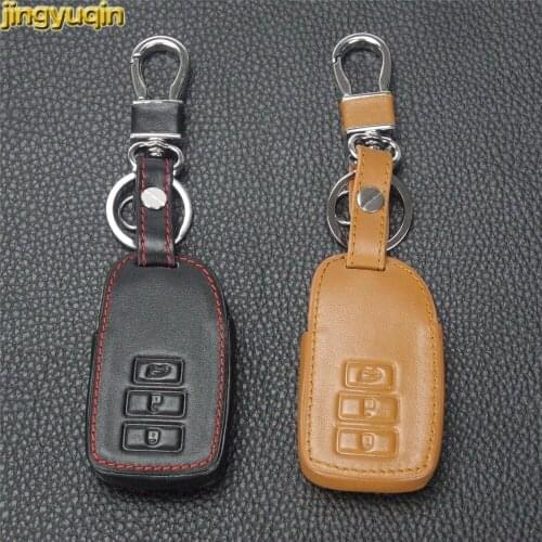 Jingyuqin 3 Buttons Car Key Leather Key Cover Case For Toyota Vios Intelligent Remote Folding Key Car-styling No Logo