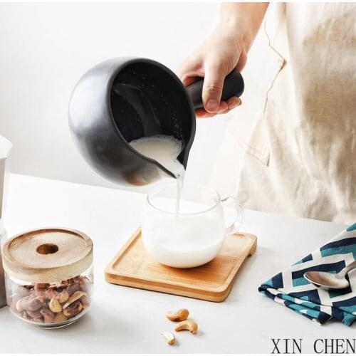 Mini ceramic saucepan Enamel Milk Pot With Wooden Handle Gas Stove Induction Cooke Baby Breakfast Milk Coffee Saucepan Cookware