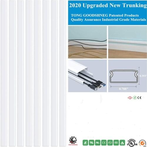 0.78''X0.39'' Cable Concealer PVC Cord Hider Raceway Kit for Mount TV Pre-drilled Channels Cord Cover Home Office Cable Trunking