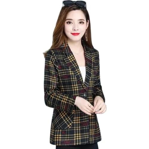 Spring And Autumn New Ladies Jacket Lattice Long Sleeve Miss Small Suit Womens Coat Letter Printing Female Outerwear 5XL