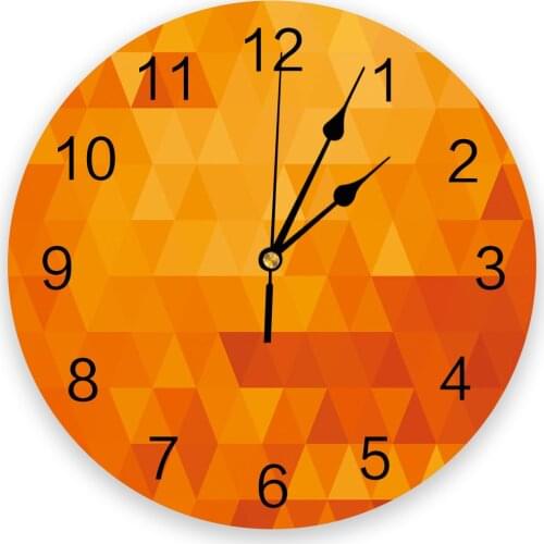 Triangle Geometry Orange Wall Clocks Home Decoration Silent Round Wall Watches for Home Living Room Kitchen Wall Decor
